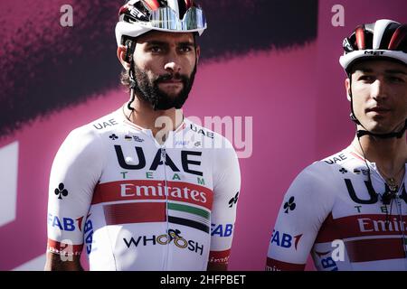 Marco Alpozzi/Lapresse 08 octobre 2020 Italie Sport Cycling Giro d'Italia 2020 - 103th Edition - étape 6 - de Castrovillari à Matera dans le pic: GAVIRIA Fernando( col ) équipe des Émirats Arabes Unis, MASNADA Fausto( ITA ) DECEUNINCK - RAPIDE - ÉTAPE Banque D'Images