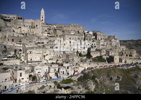 Marco Alpozzi/Lapresse 09 octobre 2020 Italie Sport Cycling Giro d'Italia 2020 - 103th Edition - Stage 7 - de Matera à Brindisi dans le pic: I Sassi di Matera Banque D'Images