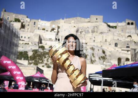 Marco Alpozzi/Lapresse 09 octobre 2020 Italie Sport Cycling Giro d'Italia 2020 - 103th Edition - Stage 7 - de Matera à Brindisi dans le pic: "Trophée sans fin" Banque D'Images