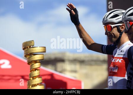 Fabio Ferrari/Lapresse 09 octobre 2020 Italie Sport Cycling Giro d'Italia 2020 - 103th Edition - Stage 7 - de Matera à Brindisi dans le pic: NIBALI Vincenzo Banque D'Images