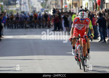 Fabio Ferrari/Lapresse 09 octobre 2020 Italie Sport Cycling Giro d'Italia 2020 - 103th Edition - Stage 7 - de Matera à Brindisi dans la photo: PELLAUD Simon Banque D'Images