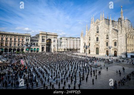 Claudio Furlan - Lapresse 10 octobre 2020 Milano (Italie) démonstration des travailleurs du divertissement Bauli sur la Piazza Banque D'Images