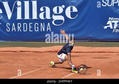 Alessandro Tocco/Lapresse 15 octobre 2020 Santa Margherita di Pula, Cagliari (Italie) tennis de sport, forte Village Sardegna Open dans le pic:Massimo Gonzales Banque D'Images