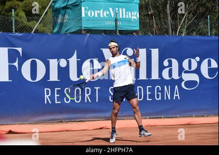 Alessandro Tocco/Lapresse 15 octobre 2020 Santa Margherita di Pula, Cagliari (Italie) tennis de sport, forte Village Sardegna Open dans le pic:Andrea Pellegrino Banque D'Images