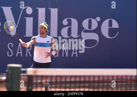 Alessandro Tocco/Lapresse 15 octobre 2020 Santa Margherita di Pula, Cagliari (Italie) tennis de sport, forte Village Sardegna Open dans le pic:Andrea Pellegrino Banque D'Images