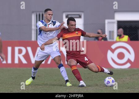 Luciano Rossi/ Roma/ Lapresse 17/10/2020 Rome (Italie) Sport Soccer EN tant que Roma - Atalanta Primavera Championship 2020 2021 - Tre Fontane Stadium de Rome dans le pic: Javier Vicario Banque D'Images