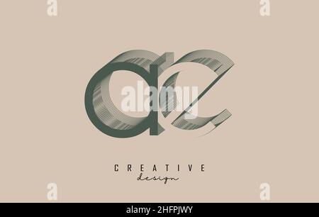 Image filaire AE Letter logo Design en deux couleurs.Illustration vectorielle créative avec cadre filaire et miroir.Logo couleurs pastel. Illustration de Vecteur
