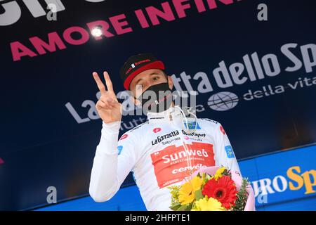 GIAN Mattia d'Alberto/Lapresse 22 octobre 2020 Italie Sport Cyclisme Giro d'Italia 2020 - 103th Edition - Stage 18 Pinzolo Laghi di Cancano dans le pic: HINDLEY Jai ÉQUIPE SUNWEB Banque D'Images