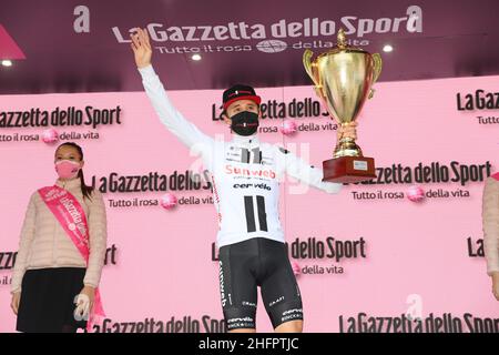 GIAN Mattia d'Alberto/Lapresse 22 octobre 2020 Italie Sport Cyclisme Giro d'Italia 2020 - 103th Edition - Stage 18 Pinzolo Laghi di Cancano dans le pic: HINDLEY Jai ÉQUIPE SUNWEB Banque D'Images