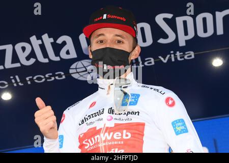 GIAN Mattia d'Alberto/Lapresse 22 octobre 2020 Italie Sport Cyclisme Giro d'Italia 2020 - 103th Edition - Stage 18 Pinzolo Laghi di Cancano dans le pic: HINDLEY Jai ÉQUIPE SUNWEB Banque D'Images