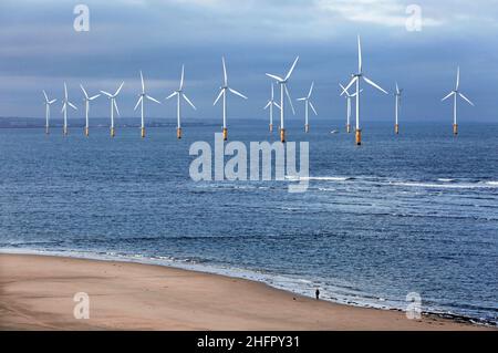 Le parc éolien offshore de Teesside à Redcar, dans le nord-est de l'Angleterre.Photo: Stuart Boulton. Banque D'Images