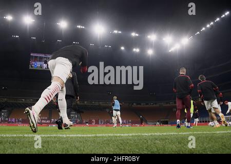 Fabio Ferrari/Lapresse 26 octobre 2020 Milan (Italie) Sport Soccer Milan vs Roma - Championnat italien de football League A TIM 2020/2021 dans le pic: L'équipe de Milan sur le terrain Banque D'Images
