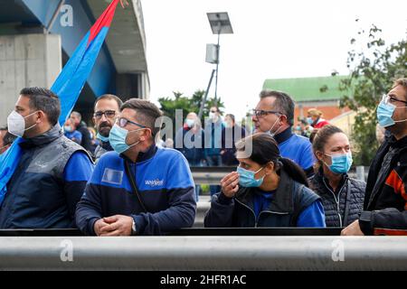 Fabio Sasso/Lapresse 28 octobre 2020 Naples, Itay News Whirlpool cessera sa production à l'usine de Naples 31 octobre dans le cadre du pic: Protestation des travailleurs Banque D'Images