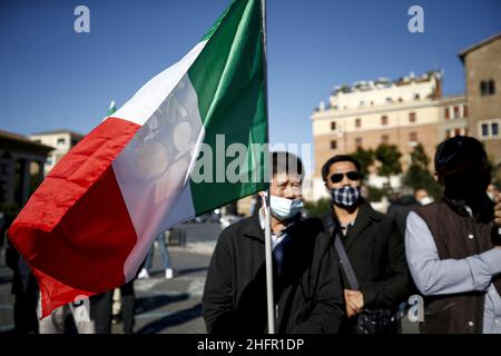 Cecilia Fabiano/Lapresse 28 octobre 2020 Roma (Italie) Actualités : démonstration de cabdrivers privés dans le pic : la démonstration dans la via Petroselli Banque D'Images