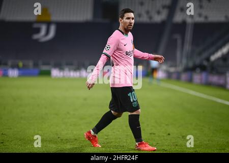 Lapresse - Marco Alpozzi 28 octobre 2020 Turin, Italie football sportif Juventus FC vs Barcellona - UEFA Champions 2020 2021- Stage de groupe - Groupe G sur le pic: Lionel Messi (FC Barcelone); Banque D'Images