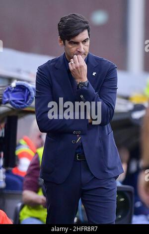 Fabio Rossi/AS Roma/Lapresse 08/11/2020 Genova (Italie) Sport Soccer Gênes-Roma Ligue italienne de football Serie A Tim 2020/2021 - Stadio Luigi Ferraris dans le pic: Paulo Fonseca Banque D'Images