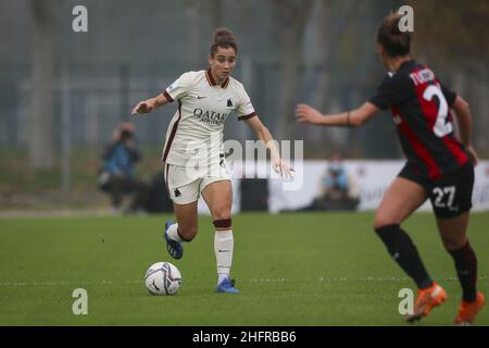 Fabio Rossi/AS Roma/Lapresse 15/11/2020 Milan (Italie) Sport Soccer Milan - Roma Women Serie A - Centro sportivo "Vismara" dans la photo: Angelica Soffia Banque D'Images