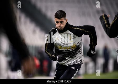 Marco Alpozzi/Lapresse 21 novembre 2020 Turin, Italie football sportif Juventus vs Cagliari - Ligue italienne de football A TIM 2020/2021 - Stade Allianz sur le pic: Alvaro Morata (Juventus F.C.); Banque D'Images