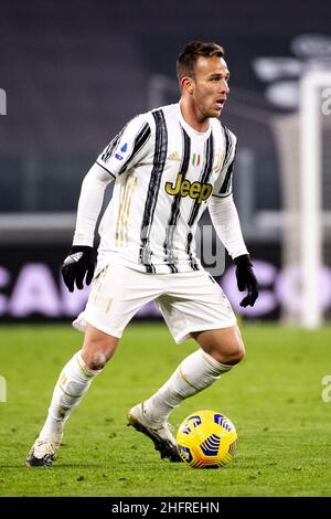 Marco Alpozzi/Lapresse 21 novembre 2020 Turin, Italie football sportif Juventus vs Cagliari - Ligue italienne de football A TIM 2020/2021 - Allianz Stadium in the pic: Arthur (Juventus F.C.); Banque D'Images