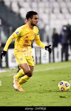 Marco Alpozzi/Lapresse 21 novembre 2020 Turin, Italie football sportif Juventus vs Cagliari - Ligue italienne de football A TIM 2020/2021 - Stade Allianz sur le pic: Alessandro Tripaldelli (Cagliari); Banque D'Images