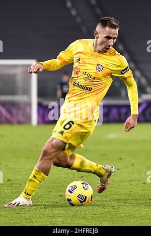 Marco Alpozzi/Lapresse 21 novembre 2020 Turin, Italie football sportif Juventus vs Cagliari - Ligue italienne de football A TIM 2020/2021 - Stade Allianz dans le pic: Marko Rog (Cagliari); Banque D'Images