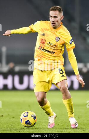 Marco Alpozzi/Lapresse 21 novembre 2020 Turin, Italie football sportif Juventus vs Cagliari - Ligue italienne de football A TIM 2020/2021 - Stade Allianz dans le pic: Marko Rog (Cagliari); Banque D'Images