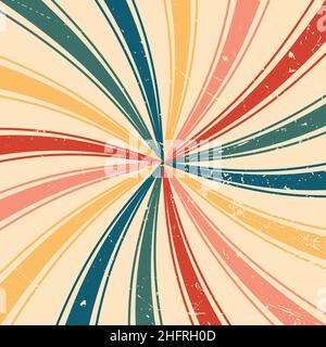 Vintage Sunburst Rainbow coloré Swirl texture rétro fond de style Illustration de Vecteur