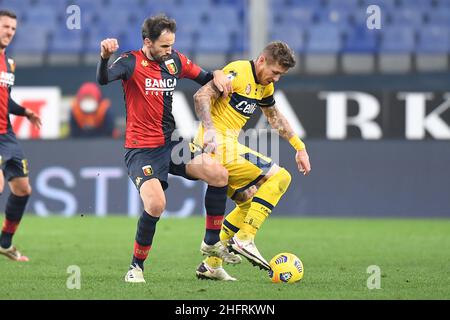 Lapresse - Tano Pecoraro 30 novembre 2020 City Genova - (Italie) Sport Soccer Gênes vs Parme Italian football Championship League A TIM 2020/2021 - "Luigi Ferraris" Stadium in the pic: Milan Badelj Banque D'Images