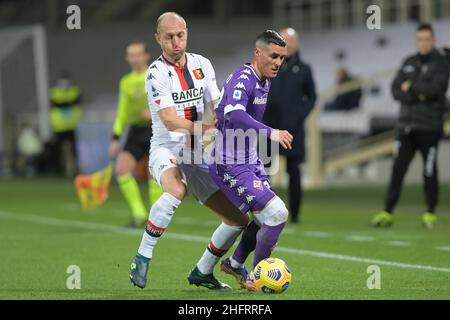 Lapresse - Jennifer Lorenzini 07 décembre 2020 Firenze (Italie) Sport Soccer Fiorentina - Genoa Italian football Championship League A TIM 2019/ 2020 - Stade "Artemio Franchi" dans le pic: Sturaro, Callejon Banque D'Images