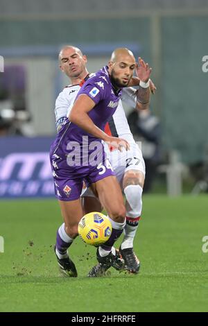 Lapresse - Jennifer Lorenzini 07 décembre 2020 Firenze (Italie) Sport Soccer Fiorentina - Genoa Italian football Championship League A TIM 2019/ 2020 - "Artemio Franchi" Stadium in the pic: Amrabad, Sturaro Banque D'Images