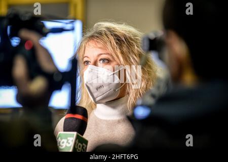 Lapresse - Claudio Furlan 25 décembre 2020 - Milan (Italie) Journée du vaccin à l'hôpital Codogno, conférence de presse dans la photo: L'anesthésiste Annalisa Malava, le premier en Italie à diagnostiquer le covid 19 Banque D'Images