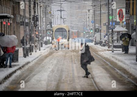 Lapresse - Claudio Furlan 28 décembre 2020 - Milan (Italie) neige à Milan Banque D'Images