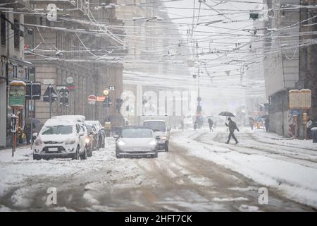 Lapresse - Claudio Furlan 28 décembre 2020 - Milan (Italie) neige à Milan Banque D'Images