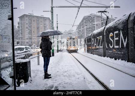 Lapresse - Claudio Furlan 28 décembre 2020 - Milan (Italie) neige à Milan Banque D'Images