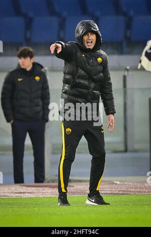 Fabio Rossi/AS Roma/Lapresse 03/01/2021 Rome (Italie) Sport Soccer Roma-Sampdoria Ligue italienne de football série A Tim 2020/2021 - Stade Olimpic dans le pic: Paulo Fonseca Banque D'Images