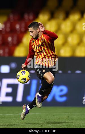 Alessandro Garofalo/Lapresse 03 janvier 2021 Benevento, Italie football sport Benevento vs Milan - Ligue italienne de football A TIM 2020/2021 - Stade Vigorito.Dans la photo: Gianluca Caprari Benevento Banque D'Images