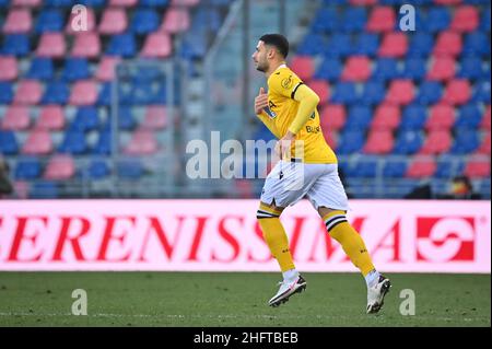 Massimo Paolone/Lapresse 6 janvier 2021 Bologna, Italie football Bologna vs Udinese - Ligue italienne de championnat de football A TIM 2020/2021 - Stade Renato Dall'Ara dans le pic: Souza Silva Walace (Udinese Calcio) est remplacé par Rolando Mandragora (Udinese Calcio) Banque D'Images