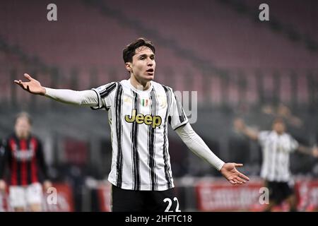 Marco Alpozzi/Lapresse 6 janvier 2021 Milan, Italie football sportif Milan vs Juventus - Ligue italienne de football A TIM 2020/2021 - Stadio Giuseppe Meazza dans le pic: Federico Chiesa (Juventus F.C.); Banque D'Images
