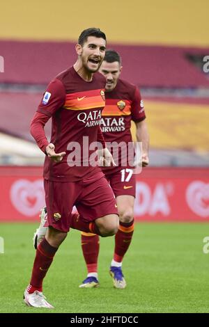 Luciano Rossi/ AS Roma/ Lapresse 10/01/2021 Rome (Italie) Sport Soccer AS Roma - Inter football Championship League A Tim 2020 2021 Stade Olimpico de Rome dans la photo: Lorenzo Pellegrini Banque D'Images