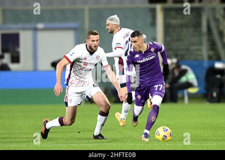 Lapresse - Jennifer Lorenzini 10 janvier 2021 Firenze (Italie) Sport Soccer Fiorentina - Cagliari Championnat italien de football League A TIM 2020/ 2021 - Stade "Artemio Franchi" dans le pic: Callejon Banque D'Images