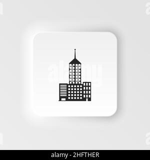 Centrale incendie bâtiment symbole de style neumorphe vecteur, rempli signe plat, solide pictogramme isolé sur blanc.Symbole, illustration du logo.Centrale incendie neumo Illustration de Vecteur