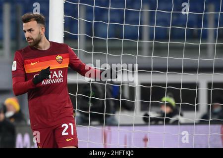 Foto Alfredo Falcone - LaPresse19/01/2021 Roma ( Italia)Sport CalcioRoma - Spezia Tim Cup 2020 2021 - Stadio Olimpico di RomaNella foto:borja mayoralPhoto Alfredo Falcone - LaPresse19/01/2021 Roma (Italie)Sport SoccerRoma - Spezia Tim Cup 2020 2021 - Olimpico Stadium of Romain le pic:borja mayoral Banque D'Images