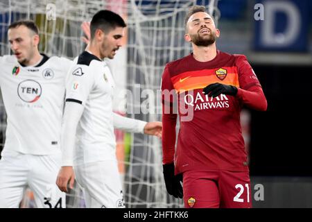 Foto Alfredo Falcone - LaPresse19/01/2021 Roma ( Italia)Sport CalcioRoma - Spezia Tim Cup 2020 2021 - Stadio Olimpico di RomaNella foto:borja mayoralPhoto Alfredo Falcone - LaPresse19/01/2021 Roma (Italie)Sport SoccerRoma - Spezia Tim Cup 2020 2021 - Olimpico Stadium of Romain le pic:borja mayoral Banque D'Images