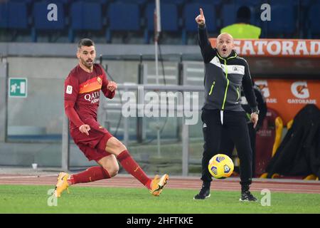 Foto Alfredo Falcone - LaPresse19/01/2021 Roma ( Italia)Sport CalcioRoma - Spezia Tim Cup 2020 2021 - Stadio Olimpico di RomaNella foto:leonardo spinazzolaphoto Alfredo Falcone - LaPresse19/01/2021 Roma (Italy)Sport SoccerRoma - Spezia Tim Cup 2020 2021 - Olimpico Stadium of Romain le pic:leonardo spinazzola Banque D'Images