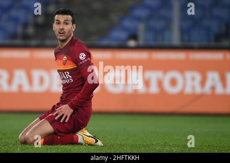 Foto Alfredo Falcone - LaPresse19/01/2021 Roma ( Italia)Sport CalcioRoma - Spezia Tim Cup 2020 2021 - Stadio Olimpico di RomaNella foto:pedro rodriguezphoto Alfredo Falcone - LaPresse19/01/2021 Roma (Italie)Sport SoccerRoma - Spezia Tim Cup 2020 2021 - Olimpico Stadium of Romain le pic:pedro rodriguez Banque D'Images