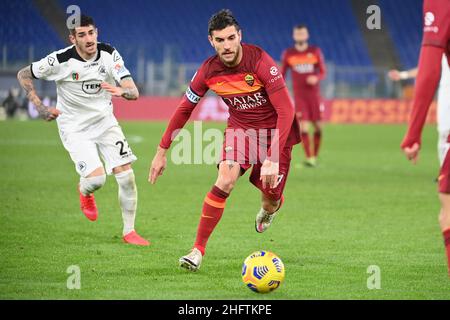 Foto Alfredo Falcone - LaPresse19/01/2021 Roma ( Italia)Sport CalcioRoma - Spezia Tim Cup 2020 2021 - Stadio Olimpico di RomaNella foto:lorenzo pellegriniPhoto Alfredo Falcone - LaPresse19/01/2021 Roma (Italy)Sport SoccerRoma - Spezia Tim Cup 2020 2021 - Olimpico Stadium of Romain le pic:lorenzo pellegrini Banque D'Images