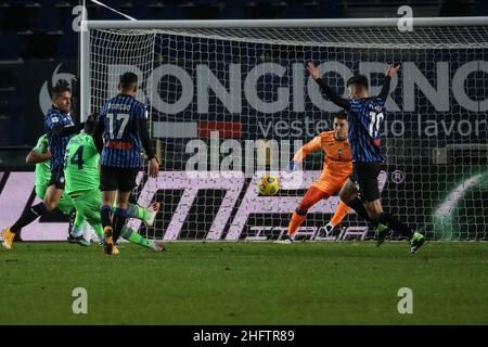 Stefano Nicoli/Lapresse 27-01-2021 Sport Soccer Atalanta vs Lazio Coppa Italia Tim 2020/2021 Gewiss Stadium dans la photo Vedat Muriqi raté chance Banque D'Images