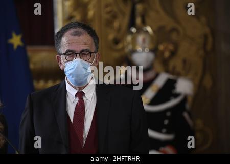 Foto POOL/Lapresse 28 gennaio 2021 Roma, Italia Politica Quirinale - Secondo giorno di consultazioni con i leader del gogo e dell'opposizione.Nella foto: Sandro RUOTOLOPPOOL/Lapresse 28 janvier 2021 Rome (Italie) politique Palais Quirinale - deuxième journée de consultations avec les chefs de gouvernement et de partis d'opposition.Dans la photo: Sandro Ruotolo Banque D'Images