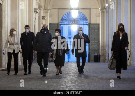 Roberto Monaldo / Lapresse 28-01-2021 Rome (Italie) Palais Quirinale - consultation sur le pic Matteo Renzi, Davide Faraone, Teresa Bellanova, Maria Elena Boschi Banque D'Images