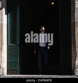 Mauro Scrobogna /Lapresse 15 février 2021 et#xA0; Rome, Italie politique Lega - punto stampa Nella foto: Il leader della Lega Matteo Salvini durante consueto punto stampa delle H12,00 Banque D'Images